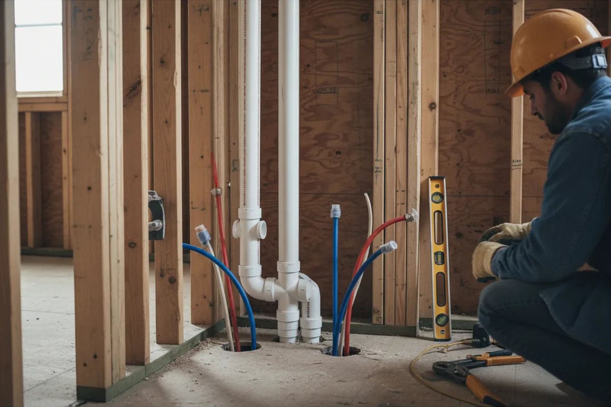 Drain and supply rough-in during Leak Detection in Wallula